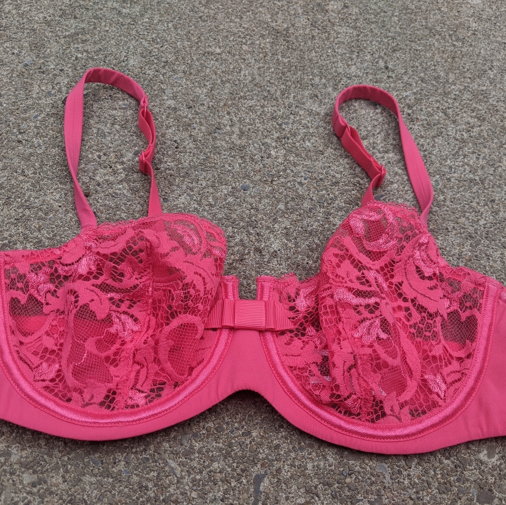 Lou Paris Bright Pink Lace Bra Size 34C NWOT